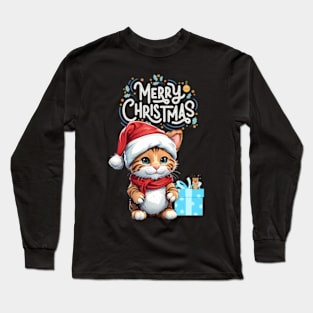 Merry Christmas Santa Cat Long Sleeve T-Shirt